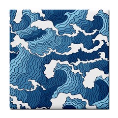 Waves Aesthetics Illustration Japanese Tile Coaster