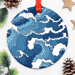 Waves Aesthetics Illustration Japanese Ornament (Round)