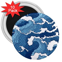 Waves Aesthetics Illustration Japanese 3  Magnets (10 Pack)  by Salman4z