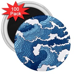 Waves Aesthetics Illustration Japanese 3  Magnets (100 Pack)