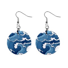 Waves Aesthetics Illustration Japanese Mini Button Earrings