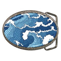 Waves Aesthetics Illustration Japanese Belt Buckles