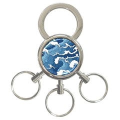 Waves Aesthetics Illustration Japanese 3-ring Key Chain by Salman4z