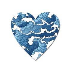 Waves Aesthetics Illustration Japanese Heart Magnet by Salman4z