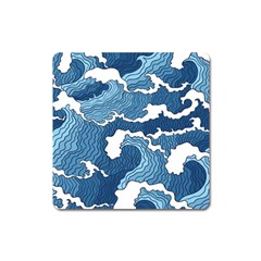 Waves Aesthetics Illustration Japanese Square Magnet by Salman4z