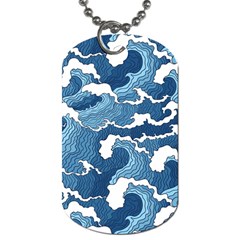 Waves Aesthetics Illustration Japanese Dog Tag (one Side)