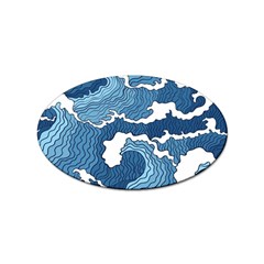 Waves Aesthetics Illustration Japanese Sticker Oval (10 Pack)