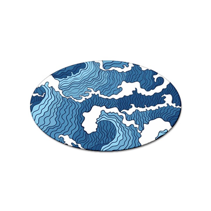 Waves Aesthetics Illustration Japanese Sticker Oval (10 pack)