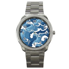 Waves Aesthetics Illustration Japanese Sport Metal Watch