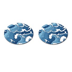 Waves Aesthetics Illustration Japanese Cufflinks (oval)