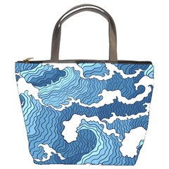 Waves Aesthetics Illustration Japanese Bucket Bag