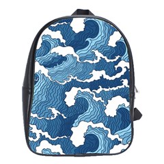 Waves Aesthetics Illustration Japanese School Bag (Large)