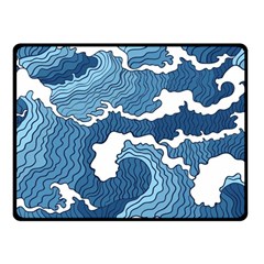 Waves Aesthetics Illustration Japanese Fleece Blanket (small)