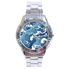 Waves Aesthetics Illustration Japanese Stainless Steel Analogue Watch