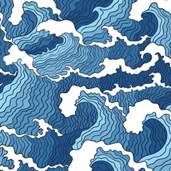 Waves Aesthetics Illustration Japanese Play Mat (square) by Salman4z