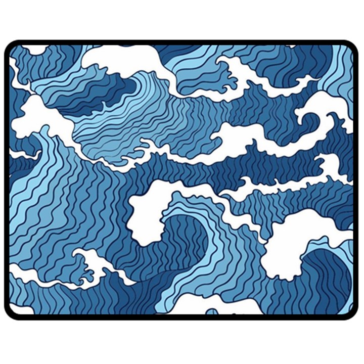 Waves Aesthetics Illustration Japanese Two Sides Fleece Blanket (Medium)