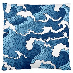 Waves Aesthetics Illustration Japanese Large Premium Plush Fleece Cushion Case (two Sides)