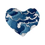 Waves Aesthetics Illustration Japanese Standard 16  Premium Flano Heart Shape Cushions Front