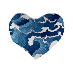 Waves Aesthetics Illustration Japanese Standard 16  Premium Flano Heart Shape Cushions Back