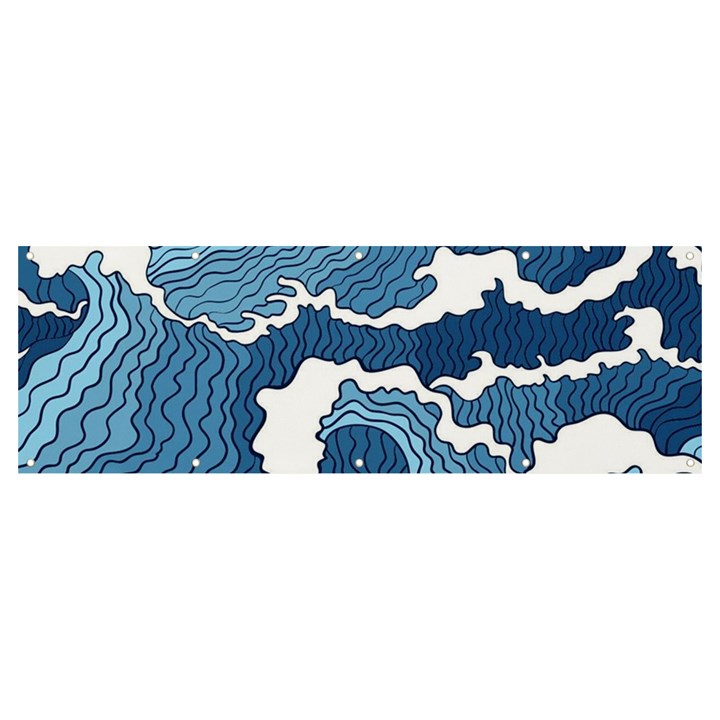 Waves Aesthetics Illustration Japanese Banner and Sign 12  x 4 