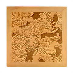 Waves Aesthetics Illustration Japanese Wood Photo Frame Cube by Salman4z