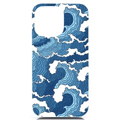 Waves Aesthetics Illustration Japanese iPhone 14 Pro Max Black UV Print Case