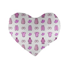 Kid’s Clothes Standard 16  Premium Flano Heart Shape Cushions by SychEva