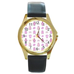 Kid’s Clothes Round Gold Metal Watch by SychEva