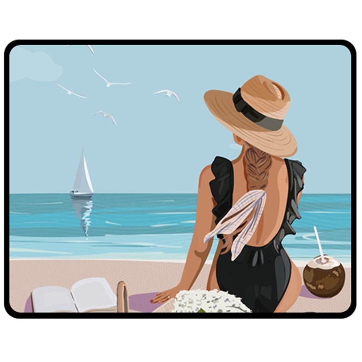 Rest By The Sea Two Sides Fleece Blanket (Medium)