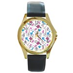 Medicine Round Gold Metal Watch Front