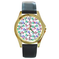 Nail Polish Round Gold Metal Watch by SychEva