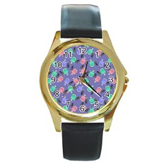 Nail Polish Round Gold Metal Watch by SychEva