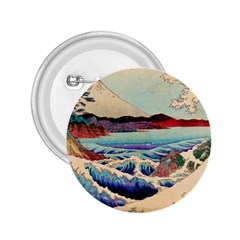 Wave Japanese Mount Fuji Woodblock Print Ocean 2 25  Buttons by Salman4z