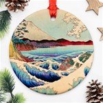 Wave Japanese Mount Fuji Woodblock Print Ocean Ornament (Round) Front