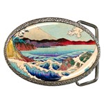 Wave Japanese Mount Fuji Woodblock Print Ocean Belt Buckles Front