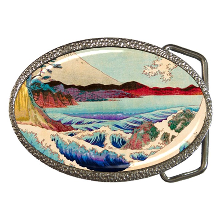 Wave Japanese Mount Fuji Woodblock Print Ocean Belt Buckles