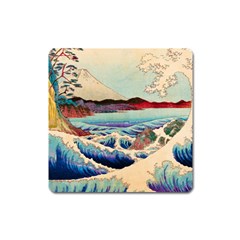 Wave Japanese Mount Fuji Woodblock Print Ocean Square Magnet