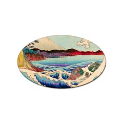 Wave Japanese Mount Fuji Woodblock Print Ocean Sticker Oval (10 pack)