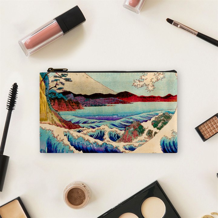 Wave Japanese Mount Fuji Woodblock Print Ocean Cosmetic Bag (Small)