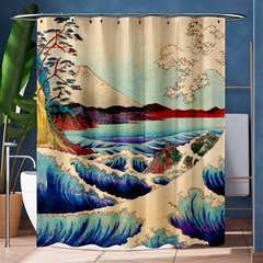 Wave Japanese Mount Fuji Woodblock Print Ocean Shower Curtain 60  x 72  (Medium) 