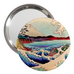 Wave Japanese Mount Fuji Woodblock Print Ocean 3  Handbag Mirrors by Salman4z