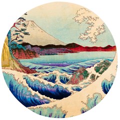 Wave Japanese Mount Fuji Woodblock Print Ocean Wooden Bottle Opener (round) by Salman4z