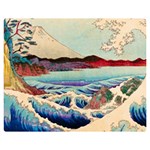 Wave Japanese Mount Fuji Woodblock Print Ocean Premium Plush Fleece Blanket (Medium) 60 x50  Blanket Front