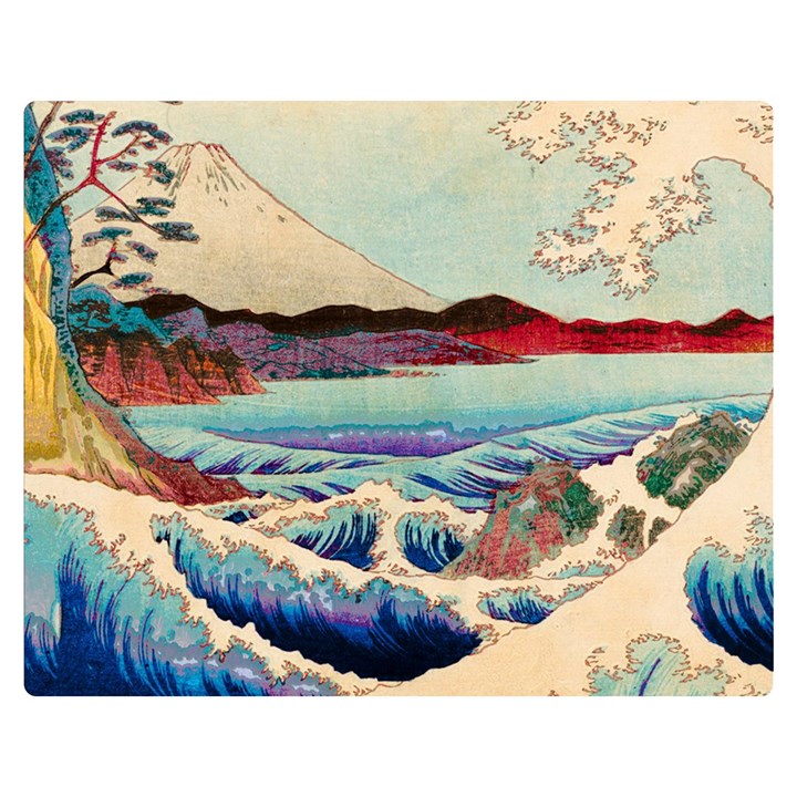 Wave Japanese Mount Fuji Woodblock Print Ocean Premium Plush Fleece Blanket (Medium)