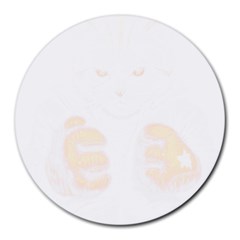 Boxing Cat Round Mousepad by JayEdden