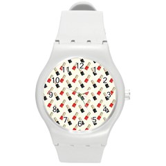 Nail Manicure Round Plastic Sport Watch (m) by SychEva