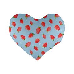 Strawberry Standard 16  Premium Heart Shape Cushions by SychEva