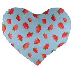 Strawberry Large 19  Premium Flano Heart Shape Cushions by SychEva