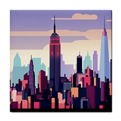 New York Skyline Cityscape Nyc New York City Landmark Tile Coaster by Jancukart