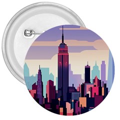 New York Skyline Cityscape Nyc New York City Landmark 3  Buttons